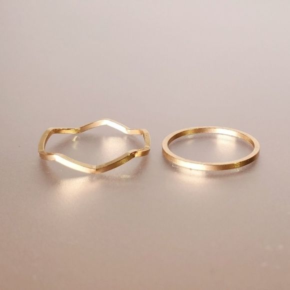 Chevron and Midi Stacking Ring Set - Picture 1 of 2
